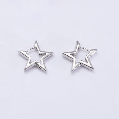 Star Hoop Earrings-Luxandluxy