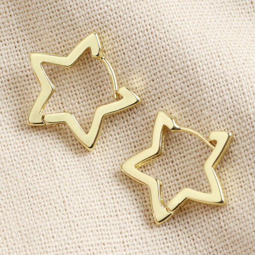 Star Hoop Earrings-Luxandluxy