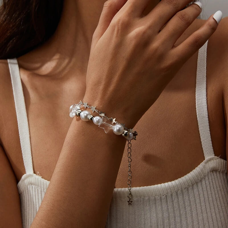 Star Pearl Double Layer Bracelet-Luxandluxy