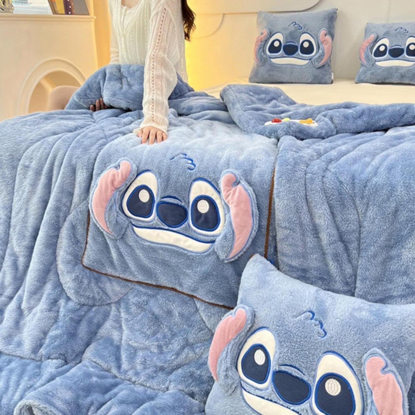 Stitch Pillow Blanket-Luxandluxy