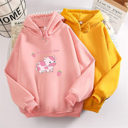 Strawberry Cow Hoodie-Luxandluxy