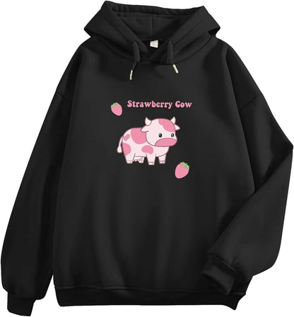 Strawberry Cow Hoodie-Luxandluxy