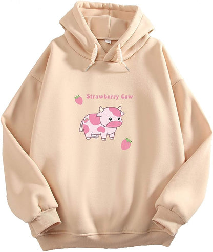 Strawberry Cow Hoodie-Luxandluxy