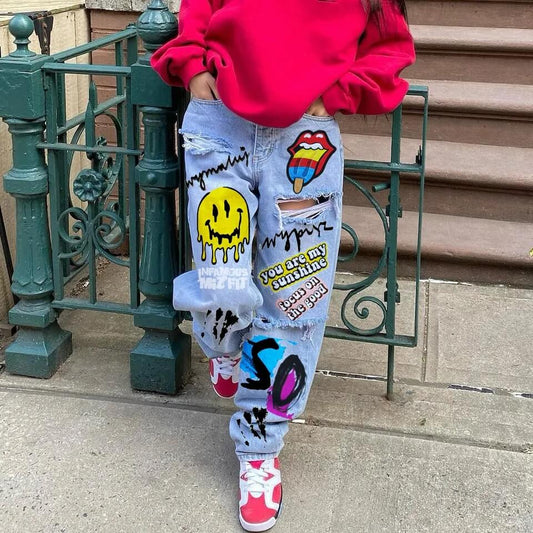 Street Personality Custom Women's Jeans-Luxandluxy