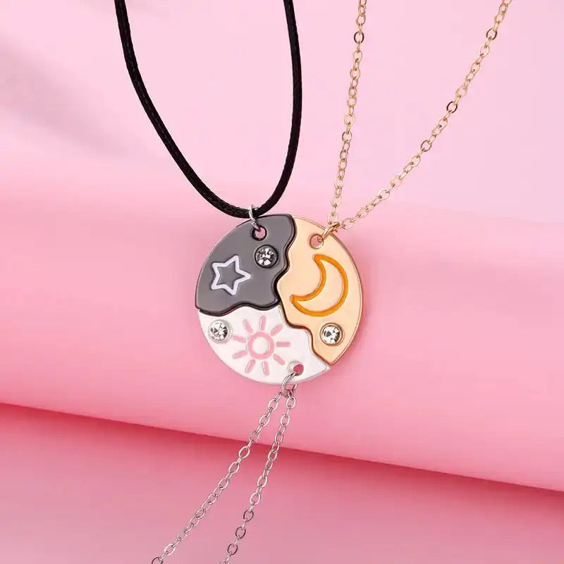 Sun Moon Star Pendant 3pcs BFF Necklaces-Luxandluxy