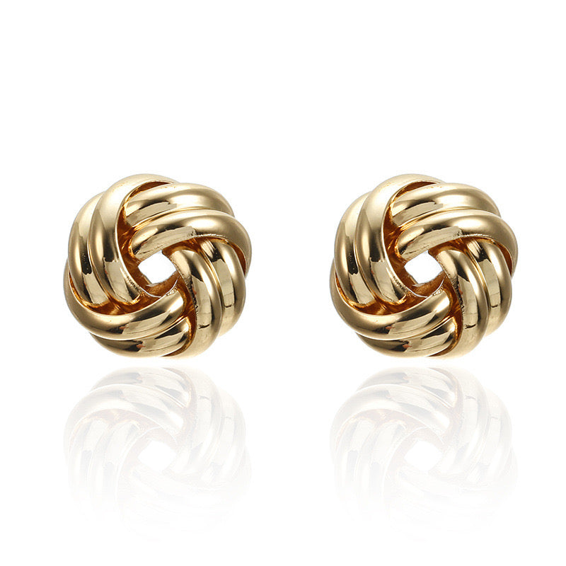 Twisted Swirl Stud Earrings-Luxandluxy