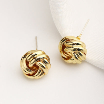 Twisted Swirl Stud Earrings-Luxandluxy