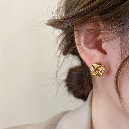 Twisted Swirl Stud Earrings-Luxandluxy