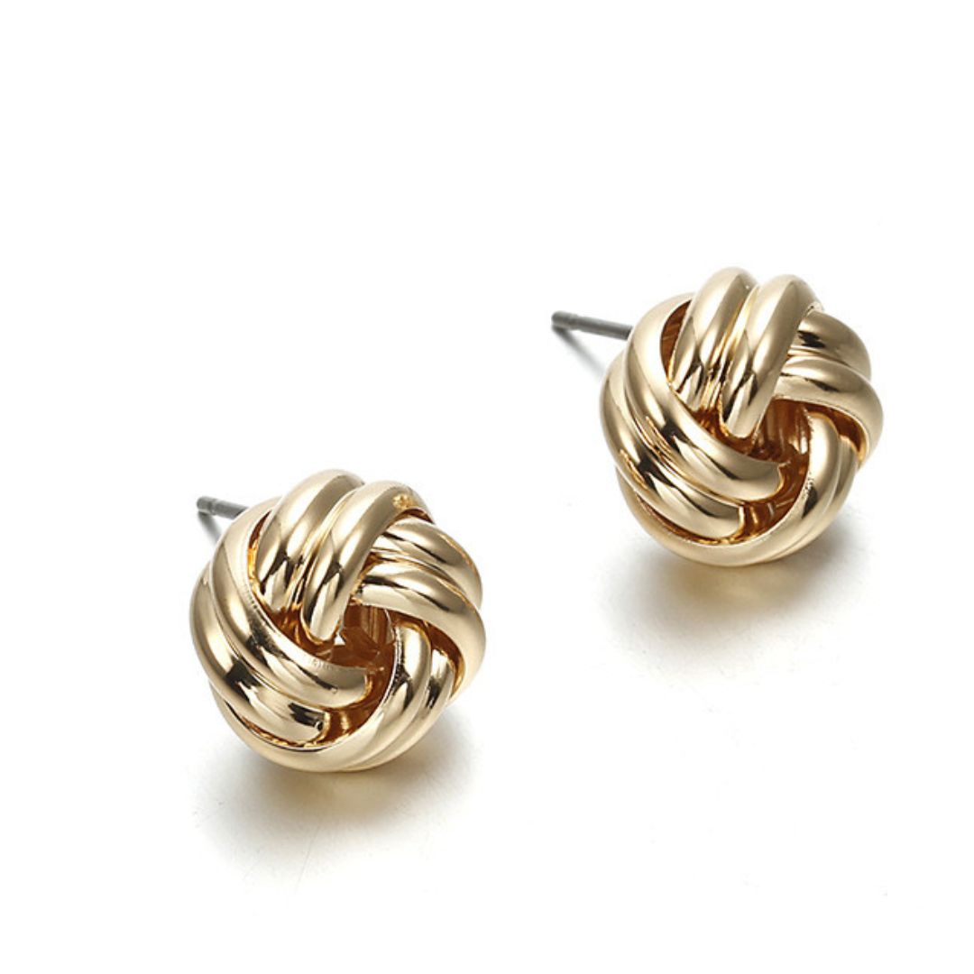 Twisted Swirl Stud Earrings-Luxandluxy