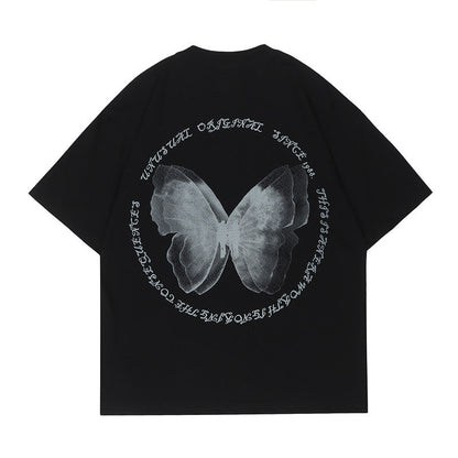 'Unusual Original' Faded Butterfly Print T-Shirt-Luxandluxy