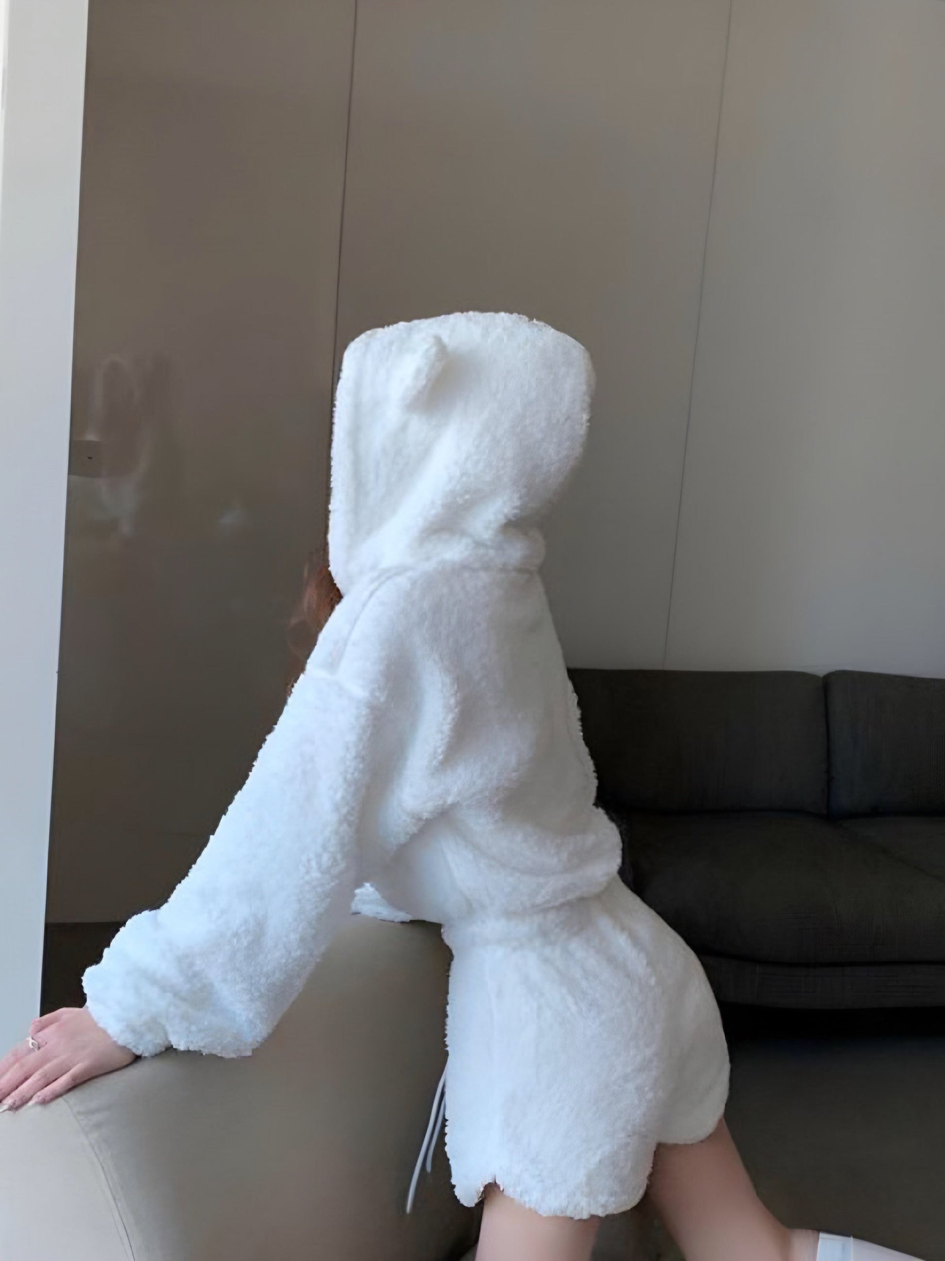 White Bear Ears Hoodie & Short Set-Luxandluxy