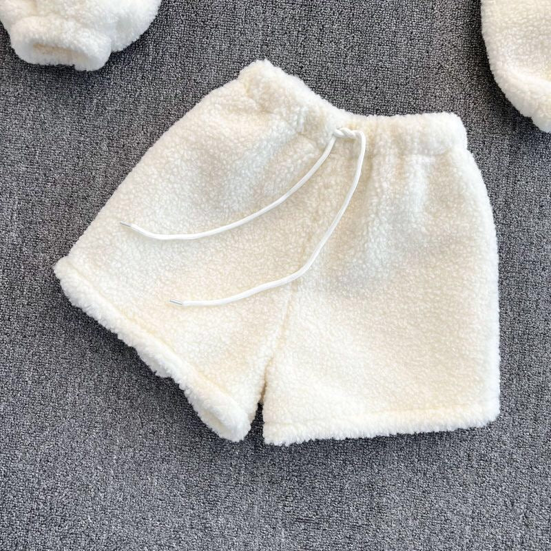 White Bear Ears Hoodie & Short Set-Luxandluxy