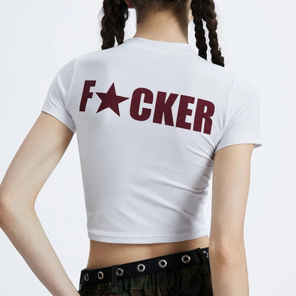 White 'Mother F*cker' Crop Top-Luxandluxy