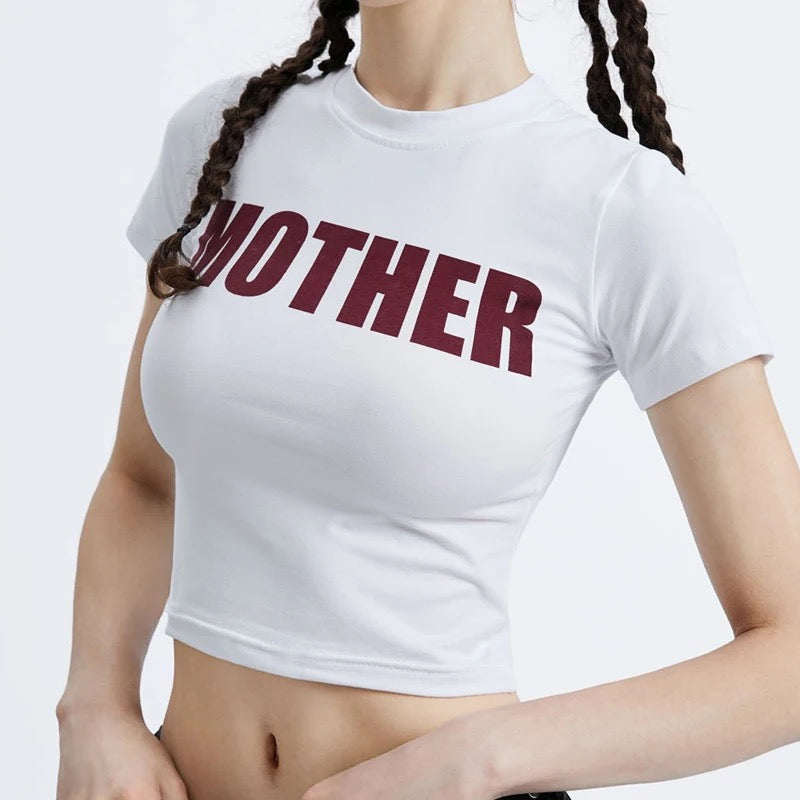 White 'Mother F*cker' Crop Top-Luxandluxy