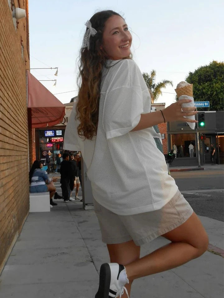 White Oversized '99' Football Jersey T-Shirt-Luxandluxy