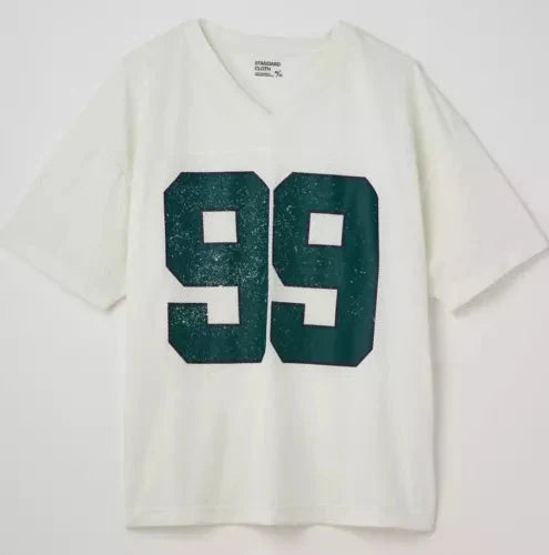 White Oversized '99' Football Jersey T-Shirt-Luxandluxy